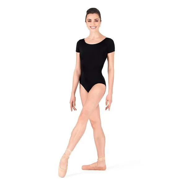 Theatricals Womens Short Sleeve Dance Leotard Black L D5102