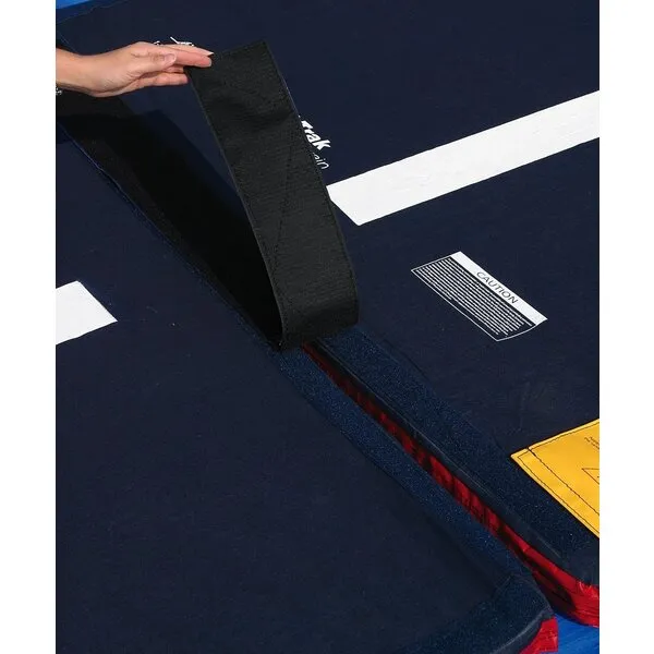 Tumbl Trak Blue Denim Cover Air Floor with White Line Down Middle, Velcro, and Non-Skid Material (Cover Only)