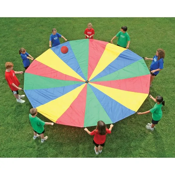 Palos Sports - Heavy Duty Standard Parachute 30' with 30 Handles, Kids Parachute for Cooperative Play - Comes with Carrying Bag | Multi-Colored