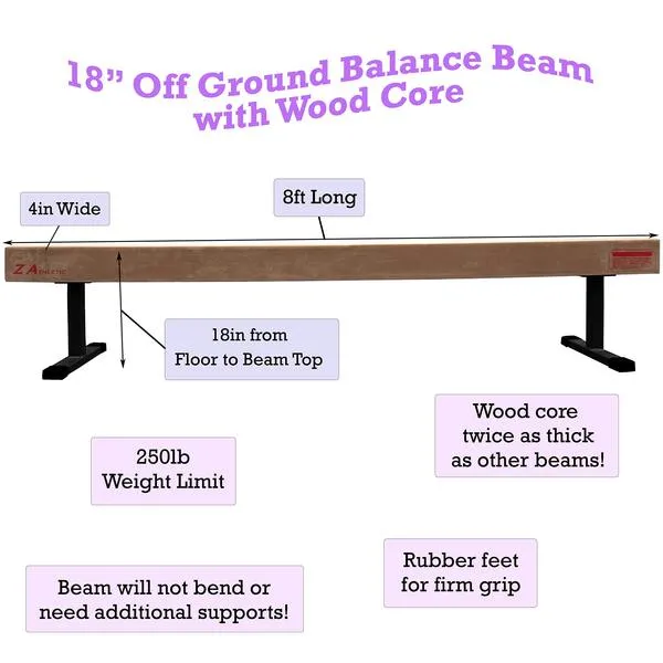 Z-Athletic Gymnastics Off Ground Training Balance Beam in Multiple Colors and Heights