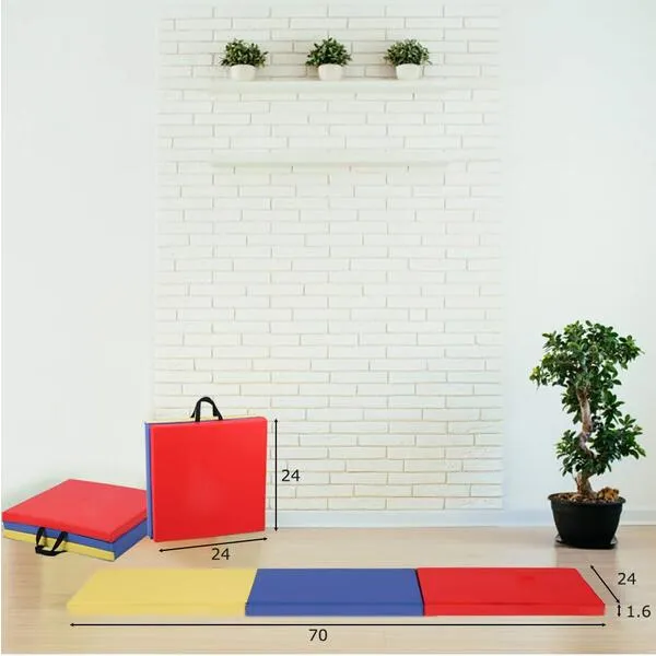 Gymnastics Mats 6x2x2 Exercise Mat Tumbling Mats For Gymnastics 6 FT Gymnastics Mats For Home Exercise Pad 3 Folding Lightweight Home Gymnastics Panel Mat For Home Gym Mat Yoga Mat