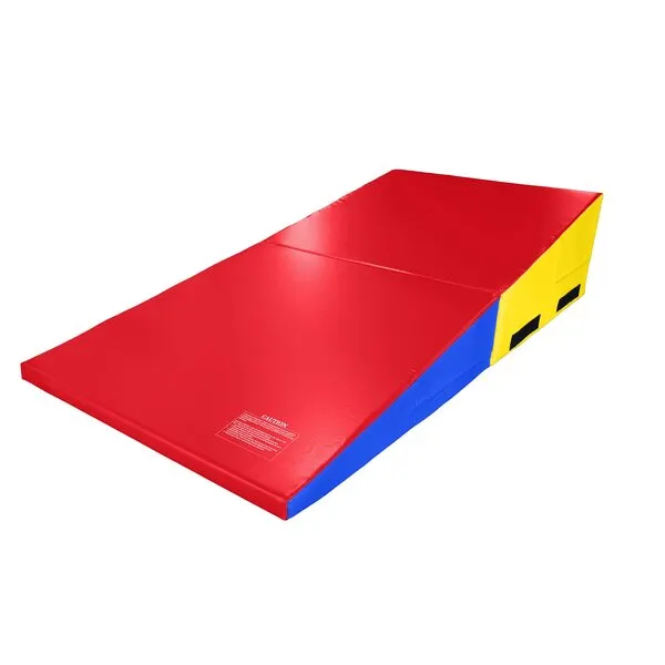 IncStores Gymnastics Wedge Mat | Foldable Vinyl-Covered Foam Gymnastics Cheese Mat for Learning Rolls, Handsprings and Many Other Acrobatic Stunts
