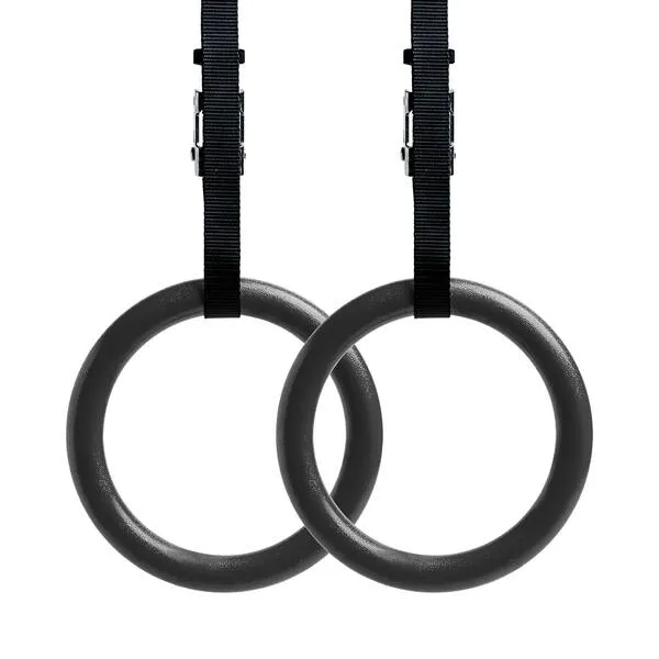 REEHUT Gymnastic Rings with Adjustable Straps, Metal Buckles & Ebook - Home Gym (Set of 2) - Non-Slip - Great for Workout, Strength Training, Fitness, Pull Ups and Dips, Ebook Included