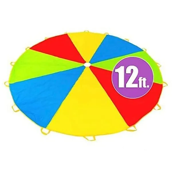 Play Platoon Parachute for Kids 12 Foot with 16 Handles, PE Equipment for Elementary School, Gymnastics Equipment, Outdoor Games for Kids, Multicolored Parachute