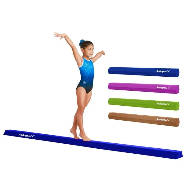 Springee 10FT Gymnastics Balance Beam - Faux Suede Foldable Non-Slip Extra-Firm Foam Floor Beams - Premium Home Training Equipment for Professionals and Beginners Athletes