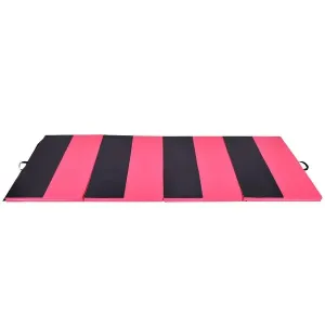 4\'x6\'x2\'\' Folding Gymnastics Tumbling Mats Exercise Aerobics Stretching Yoga Mat Pink Black