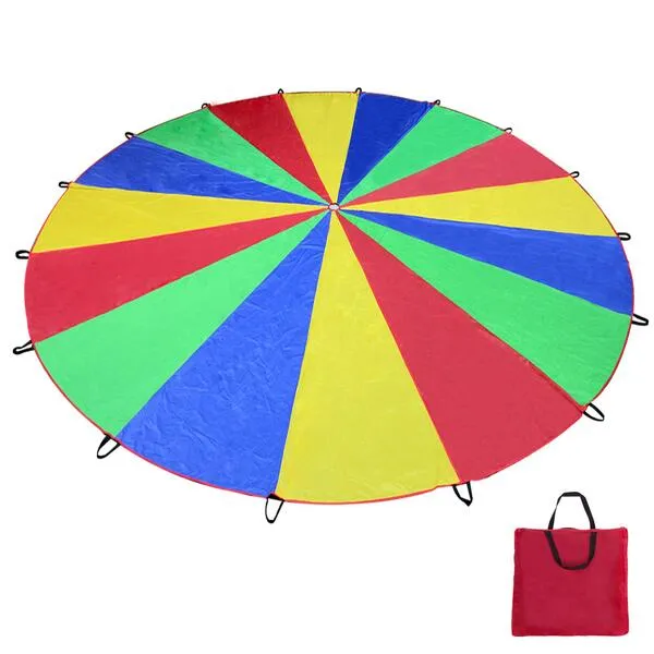 Voilamart Parachute 20FT 16 FT Play Parachute for Kids Children Rainbow Parachute Kids Parachute with Handles Zipped Carry Bag for Outdoor Cooperative Group Play