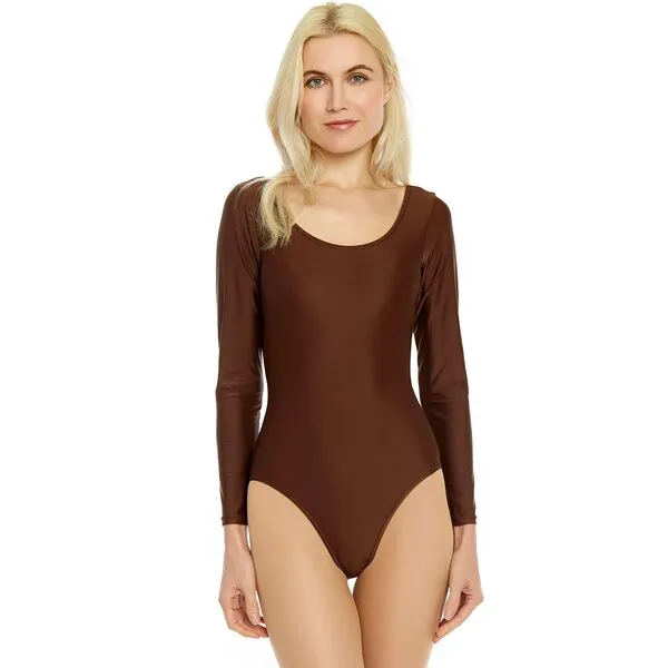 Leveret Women's Leotard Basic Long Sleeve Ballet Dance Leotard Variety of Colors (Size XSmall-XLarge)