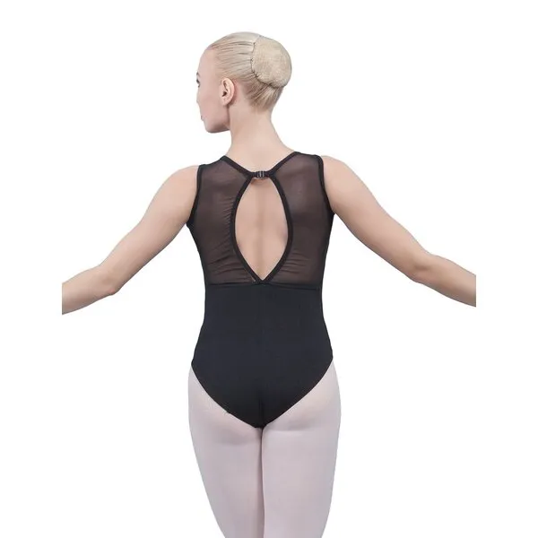 Dance Favourite Black Mesh Back and Droplet Keyhole Cutout Leotard