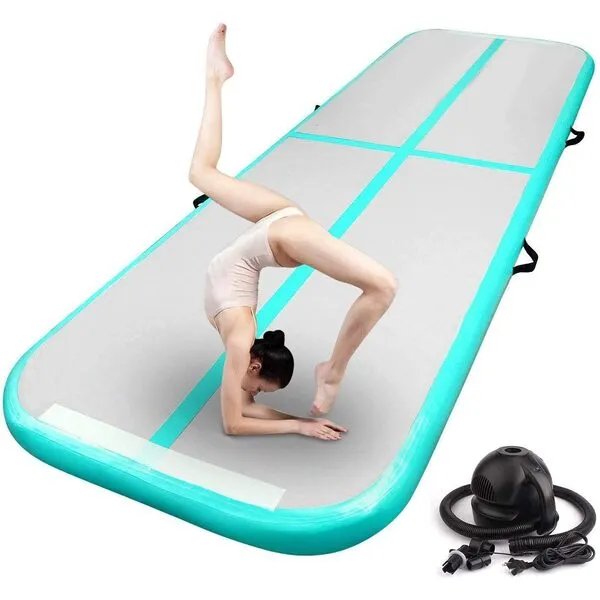 FBSPORT 13ft/16ft/20ft/23ft/26ft Inflatable Air Gymnastics Mat Training Mats 4/8 inches Thickness Gymnastics Tracks for Home Use/Training/Cheerleading/Yoga/Water with Pump