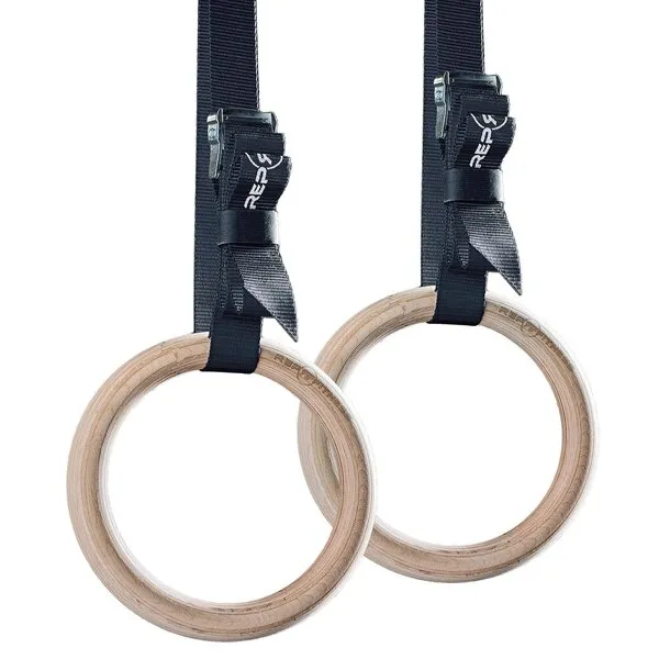 REP FITNESS Wood Gymnastic Rings with Numbered Heavy Duty Adjustable Straps - Perfect for Cross-Training Workouts, Gymnastics and Conditioning