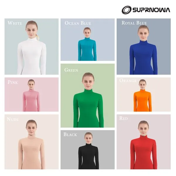 SUPRNOWA Full Body Unitard Turtleneck Spandex Footed/Footless Long Sleeve Unisex