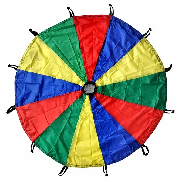 GSI Kids Play Parachute 12 Ft, 16Ft, 20 Ft, Rainbow Parachute Toy Tent Game for Children Gymnastics Cooperative Play and Outdoor Playground Activities