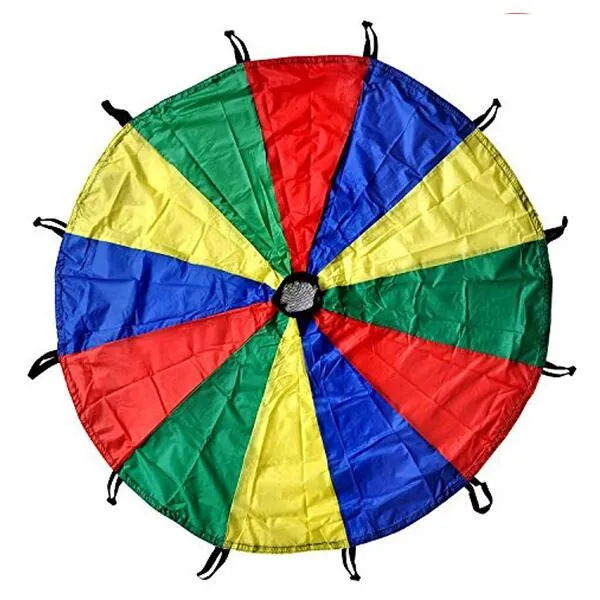 GSI Kids Play Parachute 24 Ft, 30Ft, 35Ft Toy with Handles and Carry Bag for Cooperative Play and for Upper-Body Strength | Multi-Colored