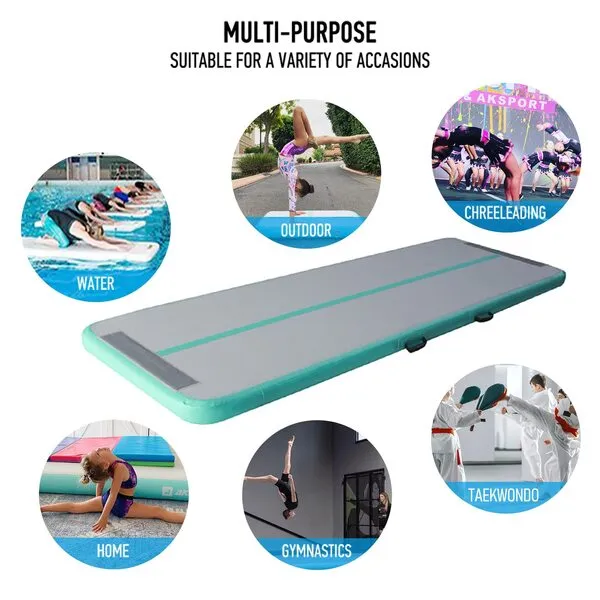 AKSPORT Air Mat Tumble Track 10ft 13ft 16ft 20ft Inflatable Gymnastics Mat Air Tumbling Mat with Air Pump for Home Use/Tumble/Gym/Training/Cheerleading/Yoga