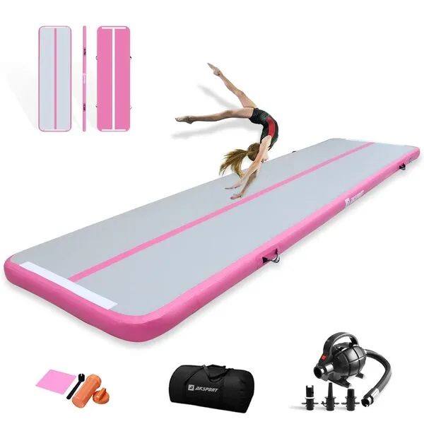 AKSPORT Air Mat Tumble Track 10ft 13ft 16ft 20ft Inflatable Gymnastics Mat Air Tumbling Mat with Air Pump for Home Use/Tumble/Gym/Training/Cheerleading/Yoga