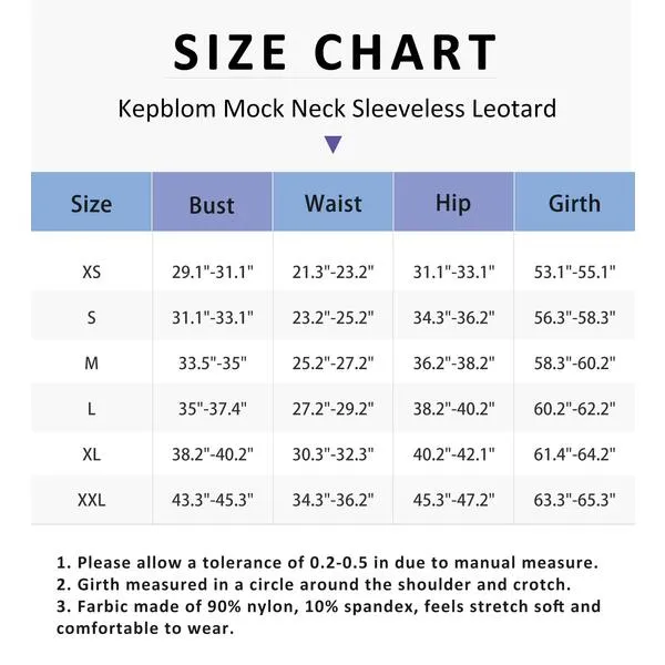 Kepblom Women's Turtleneck Mock Neck Leotard Sleeveless Spandex Bodysuit for Ballet Dance