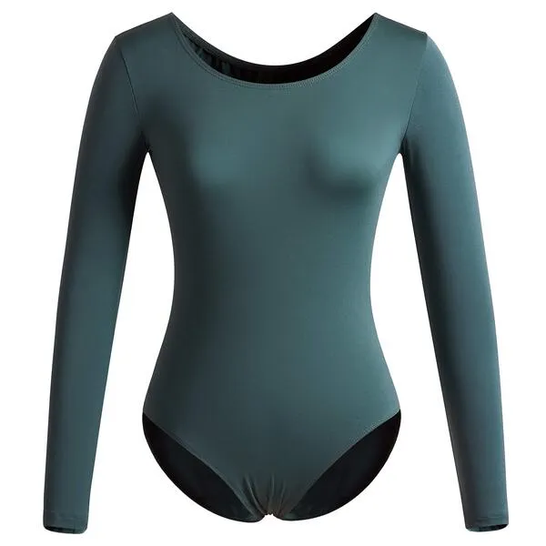 DANSHOW Women Long Sleeve Dance leotards for Ballet Adult lady Train top