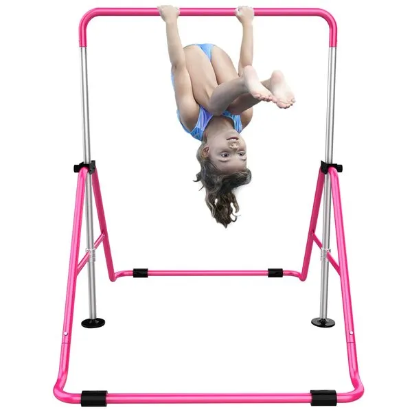 Tepemccu Expandable Gymnastics Bars,Adjustable Height Gymnastic Horizontal Bars,Junior Training Bar Children Folding Training Monkey Bars for Kids