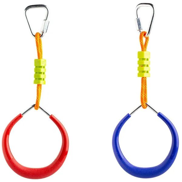 Cateam Slackline Accessories – Multicolor Gymnastic Rings Set of 2 with carabiners – Monkey bar Rings for Backyard Obstacle Course