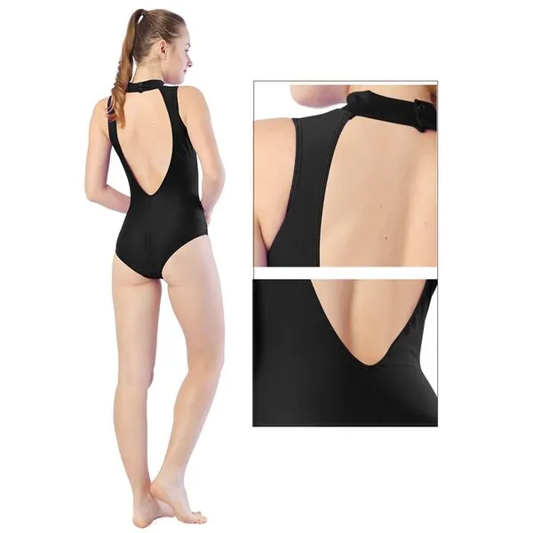 Aoylisey Women's High Neck Ballet Dance Leotard Open Back Gymnastics Bodysuit