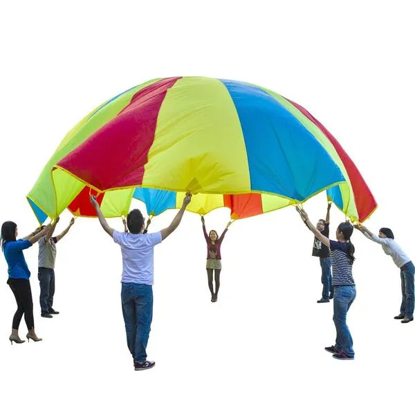 Sonyabecca Parachute, Play Parachute 10ft 12ft 16ft with 12 Handles 20ft 24ft with 16 Handles for Kids Cooperation Group Play