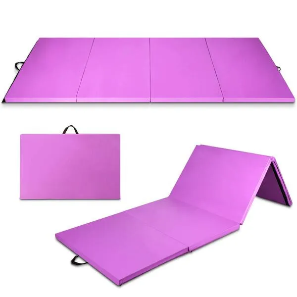 Giantex 4'x10'x2'' Gymnastics Mat, Anti-Tear Folding Gymnastics Exercise Mats w/Carrying Handles, Hook and Loop Fastener, Lightweight Gymnastics Panel Mat, Tumbling Mat for Stretching, Aerobics