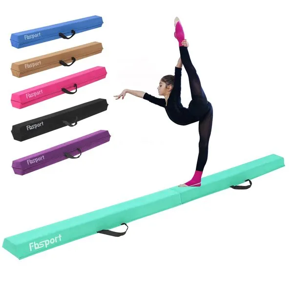 FBSPORT 8ft/9ft/10ft Balance Beam: Folding Floor Gymnastics Equipment for Kids Adults,Non Slip Rubber Base, Gymnastics Beam for Training, Practice, Physical Therapy and Professional Home Training