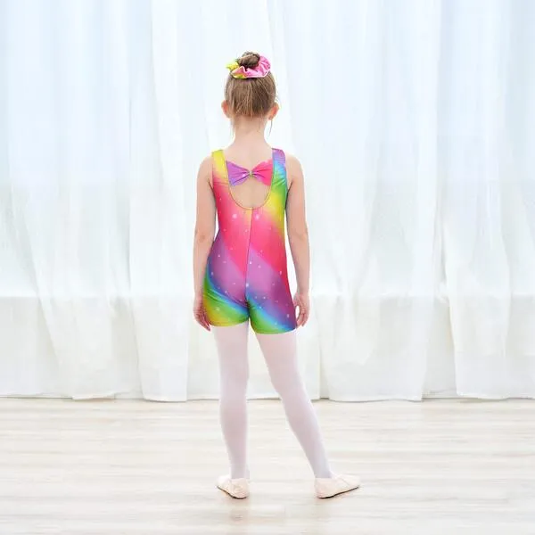 JESKIDS Leotards for Girls Gymnastics with Shorts Dance Biketards Tumbling Matching Hair Scrunchie 3-11 Years