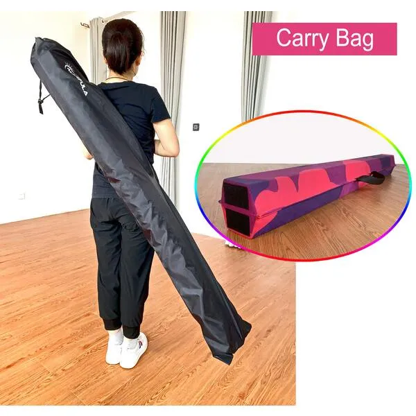 MARFULA 8 FT / 9 FT Folding Balance Beam Gymnastics Floor Beam - Extra Firm - Suede Cover - Anti Slip Bottom with Carry Bag for Kids/Adults Home