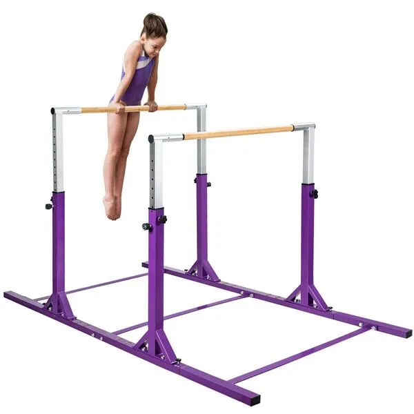 Costzon Double Horizontal Bars, Junior Gymnastic Training Parallel Bars w/11-Level 38-55