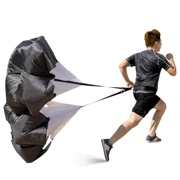 WIIDALSS 56 inch Speed Parachute, Speed Chute and Fitness Explosive Training, Running Speed Training Resistance Umbrellas Adjustable Waist Belt for Youth and Adults