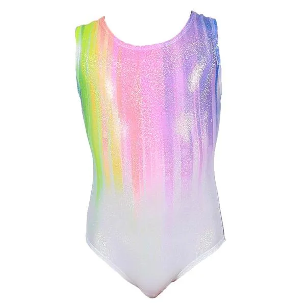 ZIZI Gymnastics Leotards for Girls One-piece Sparkle Colorful Rainbow Dancing Athletic Leotards 2-11Years