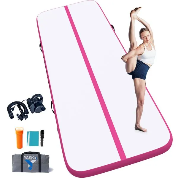 10/13ft inflatable Air Gymnastics Mat Training Mats 4 inches Thickness With Electric Pump for Cheerleading/Yoga/Beach/Home Use/Training