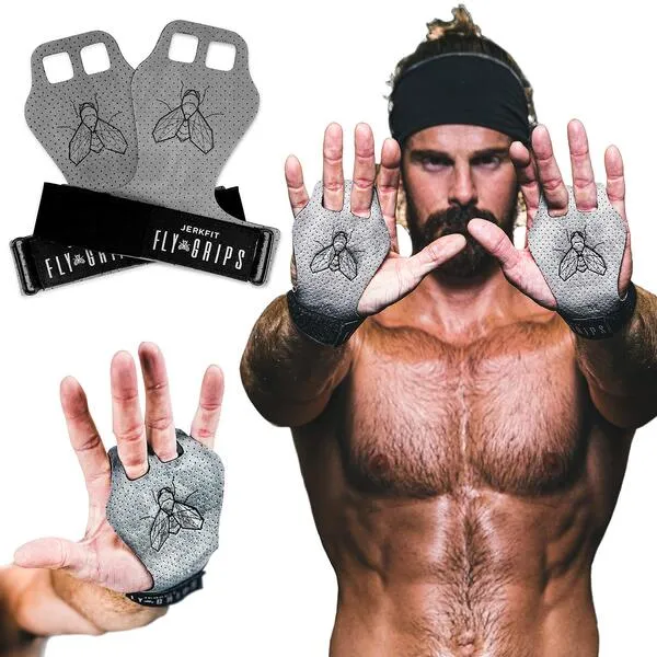 JerkFit Fly Grips, Hand Grips for Cross Training, Soft Vegan Lightweight Weight Lifting Gloves with Grip for Pull Ups, Powerlifting, Gymnastics, and WOD, Prevent Rips and Blisters