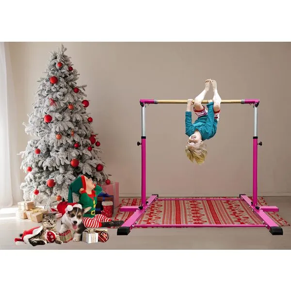 GLANT Gymnastic Kip Bar,Horizontal Bar for Kids Girls Junior,3' to 5' Adjustable Height,Home Gym Equipment,Ideal for Indoor and Home Training,1-4 Levels,300lbs Weight Capacity