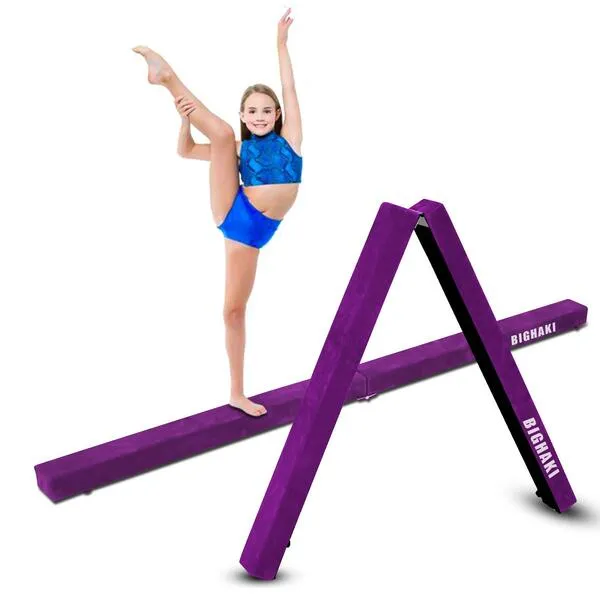 Bighaki808 Folding Gymnastics Beam 8FT, Floor Gymnastics Equipment for Gymnast Kids Adults, Non Slip Rubber Base, Professional Balance Beam for Home Training