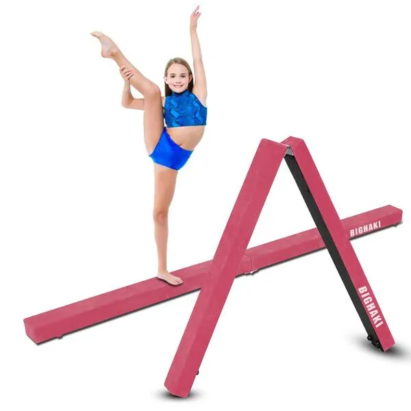 Bighaki808 Folding Gymnastics Beam 8FT, Floor Gymnastics Equipment for Gymnast Kids Adults, Non Slip Rubber Base, Professional Balance Beam for Home Training