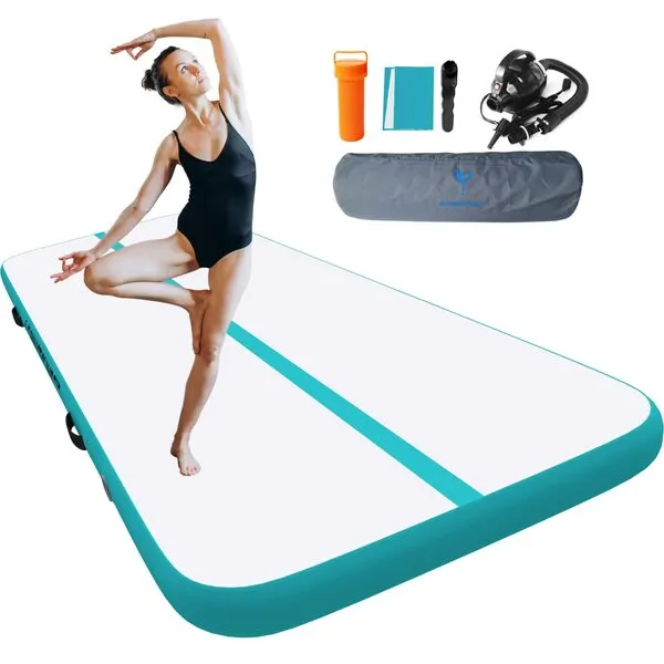 Air Tumbling Mat Tumble Track,10/13/16ft inflatable Air Gymnastics Mat Training Mats With Electric Pump for Cheerleading/Yoga/Beach/Home Use/Water