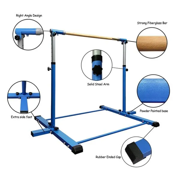 JOYSFIT Gymnastics Kip Bars, Expandable Junior Training Bar for Home, 3'- 5' Height Adjustable Horizontal Bar Indoor Gym Equipment for Kids Girls Boys, 260 lbs Weight Capacity