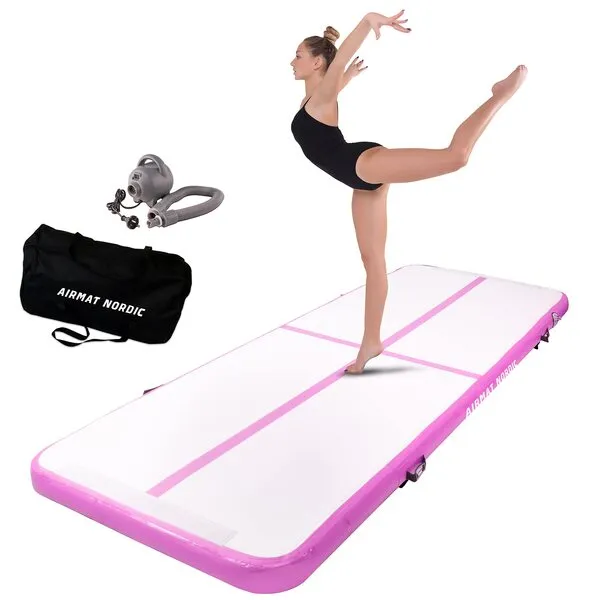 AirMat Nordic Air Mat Tumble Track 10ft/13ft/16ft/20ft/26ft with Electric Air Pump, Inflatable Gymnastics Mat for Home, Best for Gymnastics, Cheerleading, Yoga - 3'3