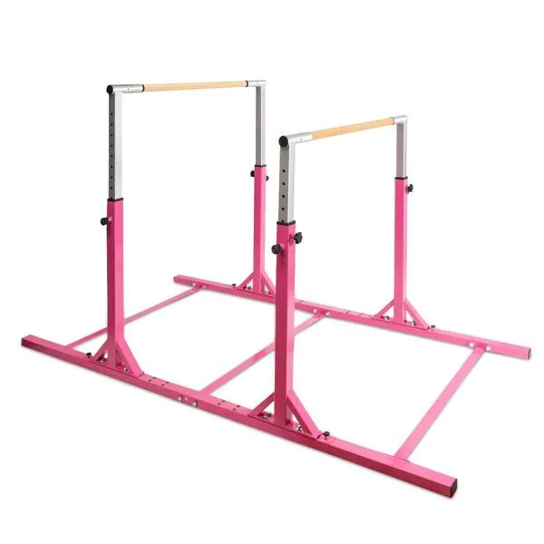 GOFLAME Double Horizontal Bars, Gymnastics Parallel Bars with Adjustable Height and Width, Junior Training Gym Bar for Kids, Ideal for Indoor Outdoor Use