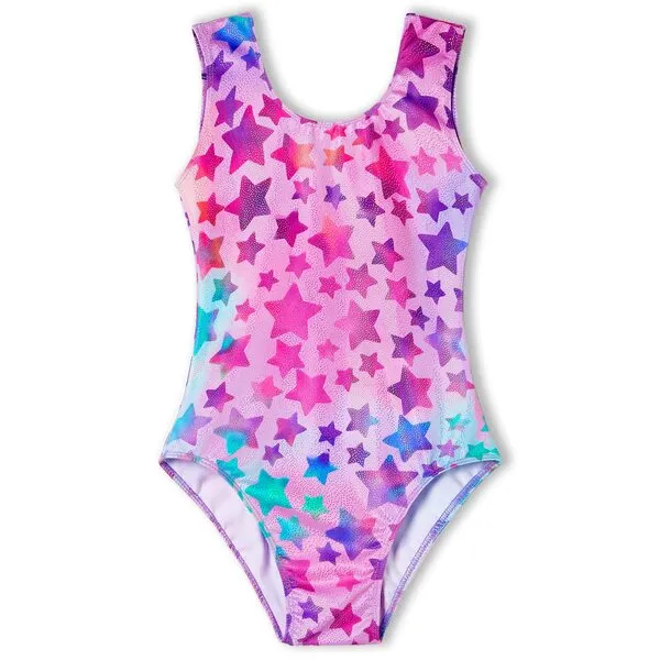 TENVDA Girls Leotards for Gymnastics Outfits Sparkle Kids One-Piece Colorful Dancewear Size 2-12 Years Old