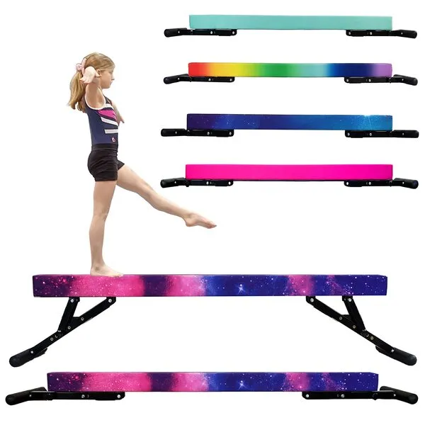 FC FUNCHEER 8FT pantented Gymnastics Beam,high and Lower Floor Beam for Kids,Adjustable and Foldable Legs,Anti-Slip Rubber Base Leg,competiton Type for All Skills, Weight Limit 500 LBS