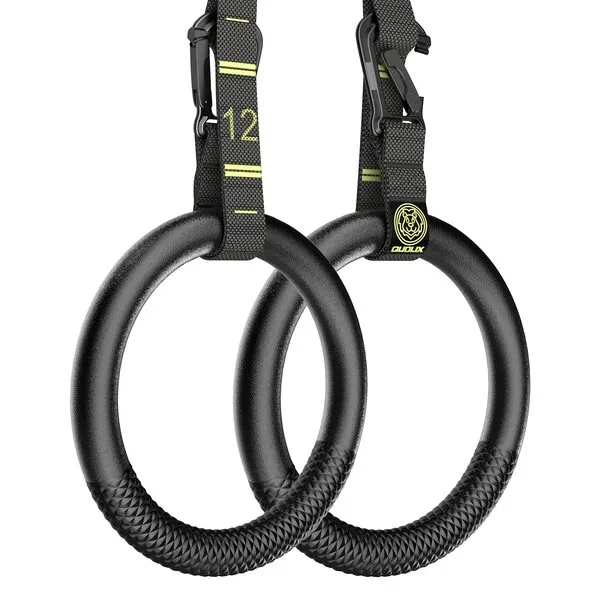 QUOLIX Gymnastic Rings with Adjustable Straps, Non-Slip Pull Up Rings with Straps, 1300lbs Exercise Rings with Straps for Home, Gymnastics Rings for Home Gym, Workout, Exercise, Training, Calisthenic