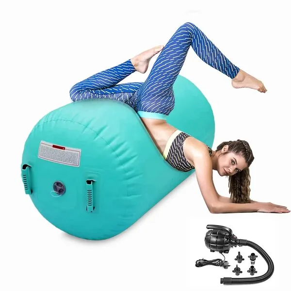 CZGBRO Air Roller Air Spot Gymnastics Air Barrel, Air Mat Tumble Track Gymnastic Equipment Inflatable Tumbler Backbend Trainer with Electric Pump for Yoga Cheerleading Home & Water Use