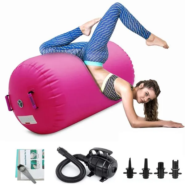 CZGBRO Air Roller Air Spot Gymnastics Air Barrel, Air Mat Tumble Track Gymnastic Equipment Inflatable Tumbler Backbend Trainer with Electric Pump for Yoga Cheerleading Home & Water Use