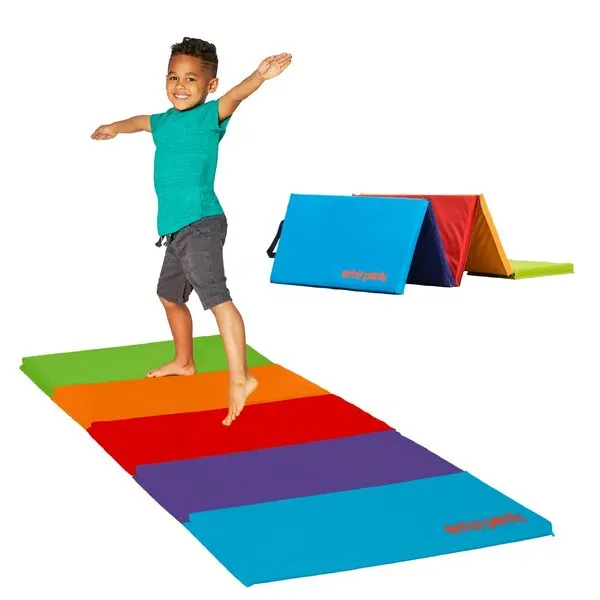 Tumbling Mat – Gymnastics Mat, Easy to Clean Gym Mat, Sturdy, Foldable Tumbling Mat for Kids, Padded, Lightweight, Portable, Carrying Handle, Gymnastics Equipment for Activity Play