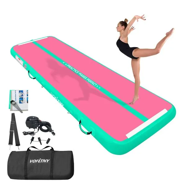 VOFiTNY All Purpose Gymnastics Mat 6.6/10/13/16/20 ft Sturdy Inflatable Tumble Track for Home/Gym