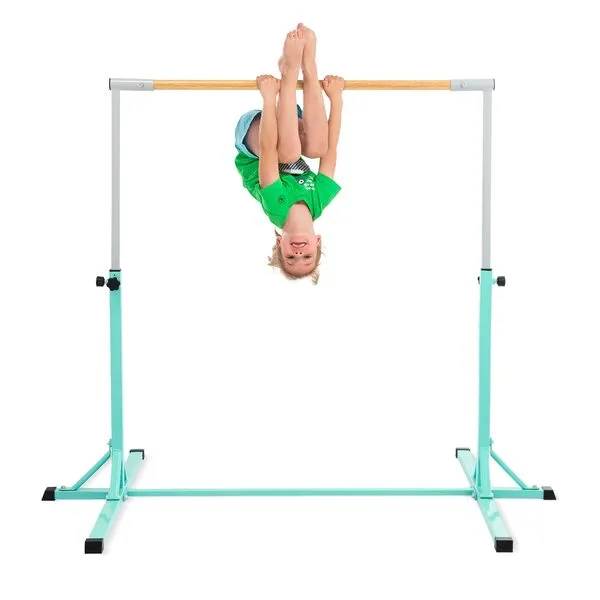 ZELUS Gymnastics Bar for Home | Height Adjustable 3' to 5' Gymnastics Bar for Kids | Junior Home Gym Equipment Girls & Boys Kip Bar for Indoor Exercise Training | 52